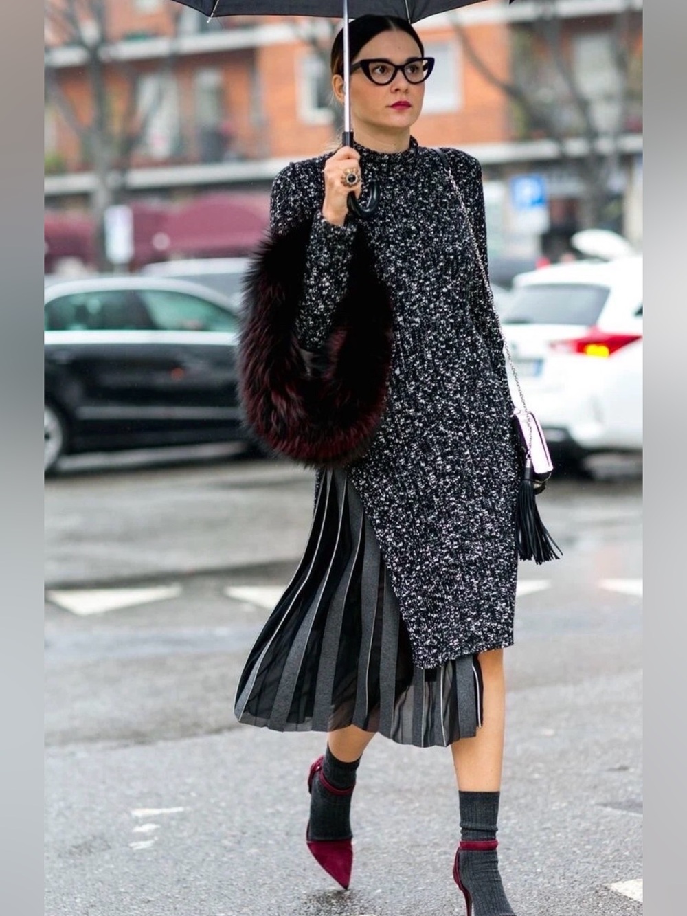 CÉLINE Paris Phoebe Philo FW14 Marled Rib Knit High-Slit Tunic Gown - M